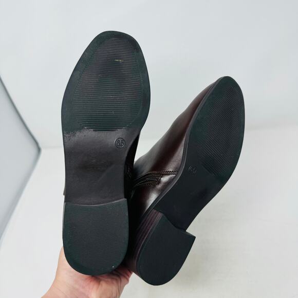 Ann Taylor Womens Ankle Leather Boots Round Toe Cherry Zipped Sides Sz 6.5 - Picture 10 of 15